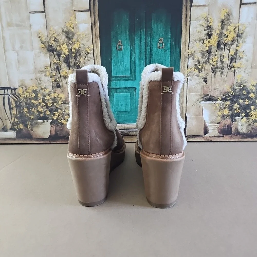 Sam Edelman Womens Reagan Tan Suede Wedge Boots Shoes‎ 8M